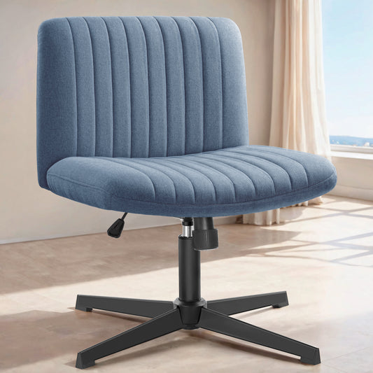 Brick Attic Armless Office Chair no Wheels, Ergonomic Wide Seat Swivel Desk Chair, Height Adjustable Cross Legged Comfortable Computer Chair for Living Room, Vanity Accent Chair