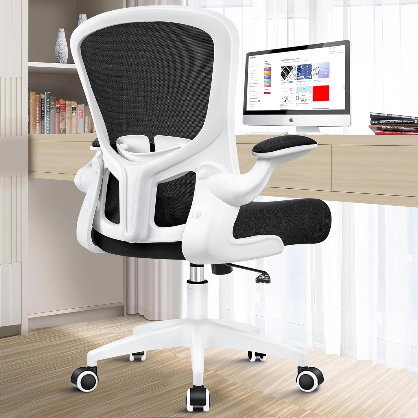 Ergonomic Desk Chair with Lumbar Support and Flip-up Armrest