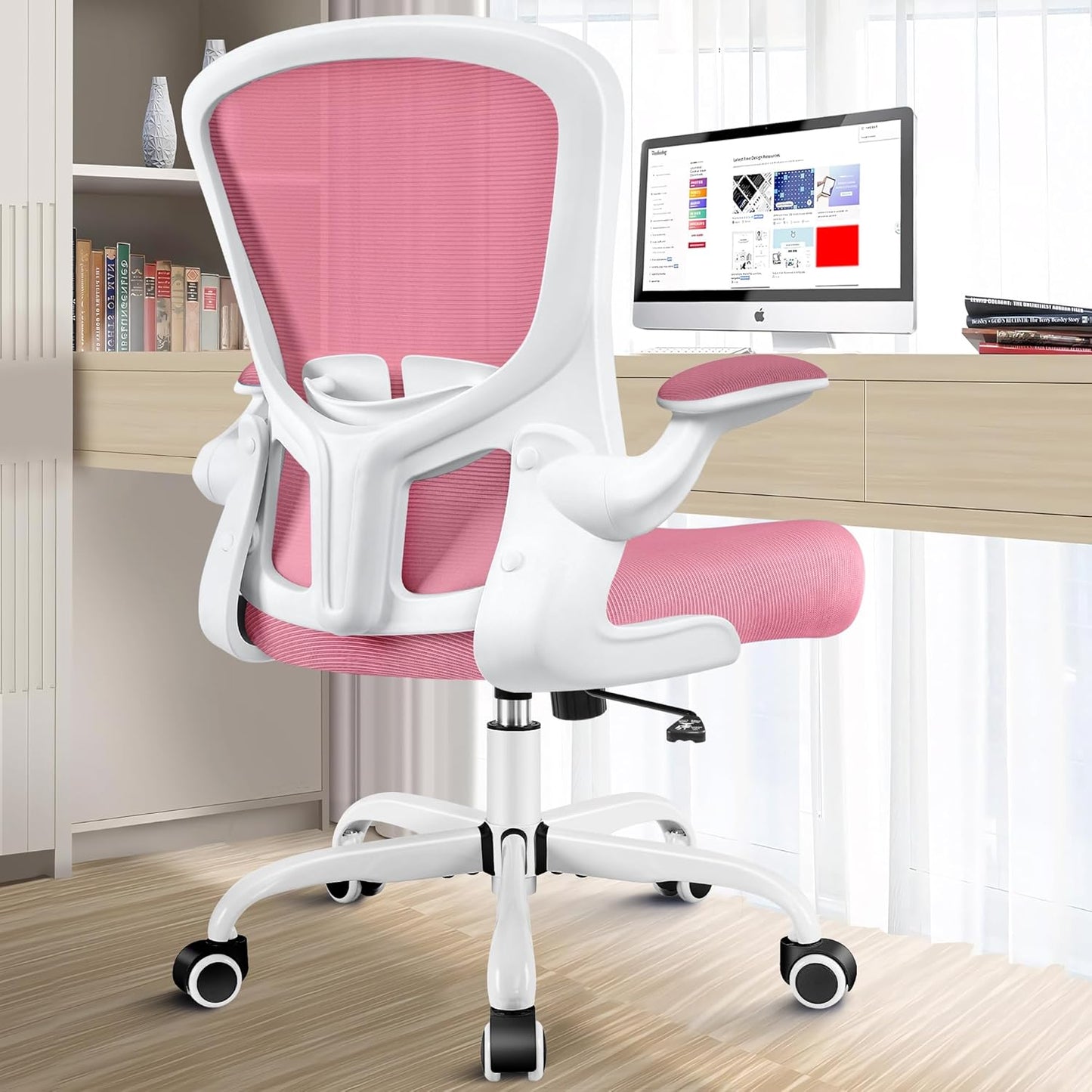 Ergonomic Desk Chair with Lumbar Support and Flip-up Armrest