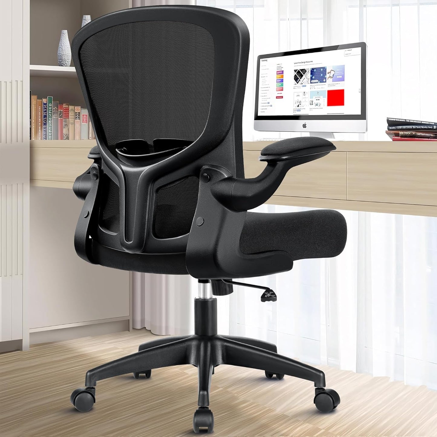 Ergonomic Desk Chair with Lumbar Support and Flip-up Armrest