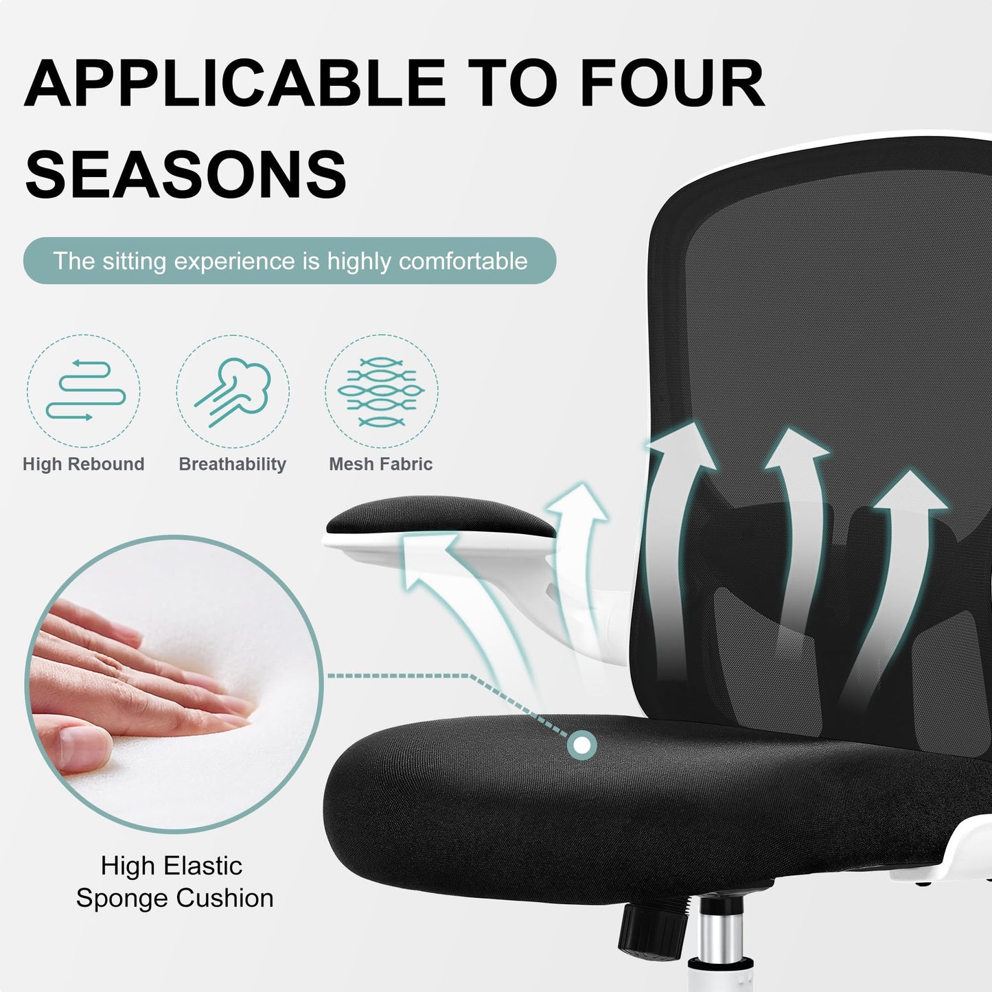 Ergonomic Desk Chair with Lumbar Support and Flip-up Armrest