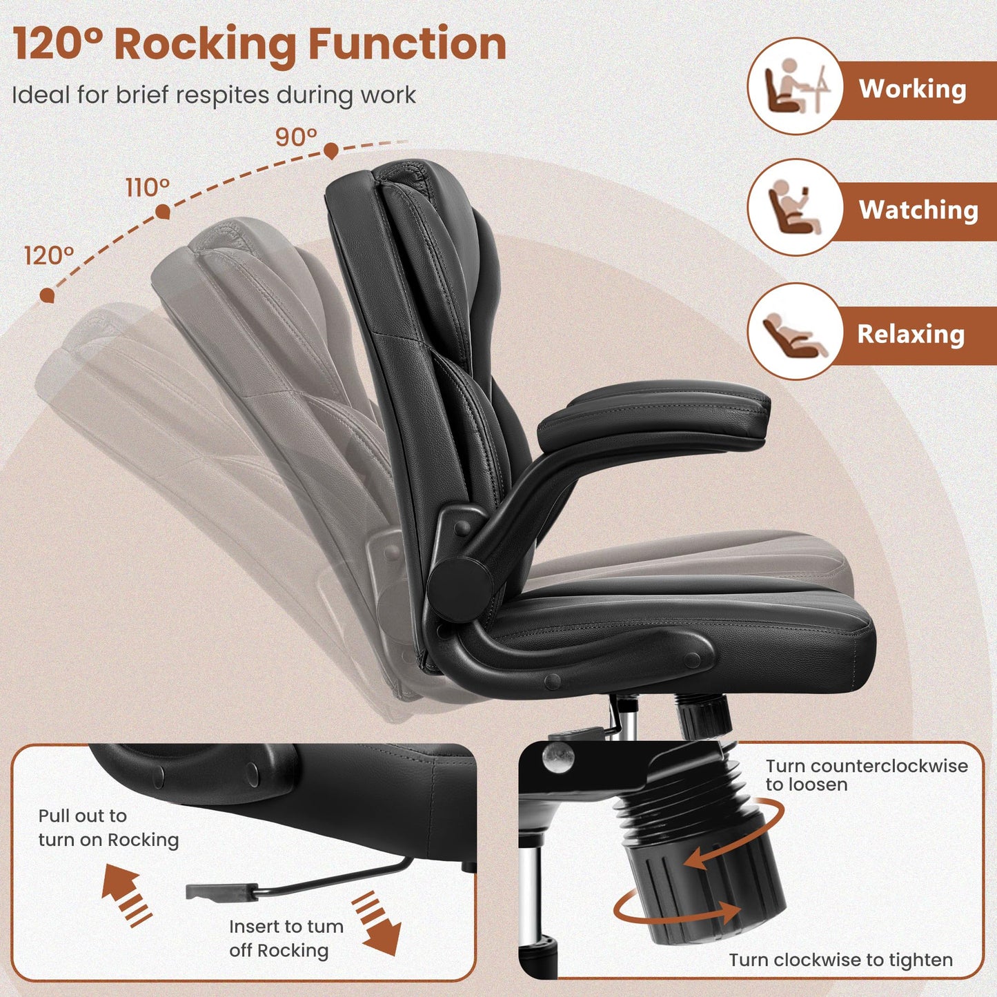 Brick Attic Executive Office Chair PU Leather Swivel Chair