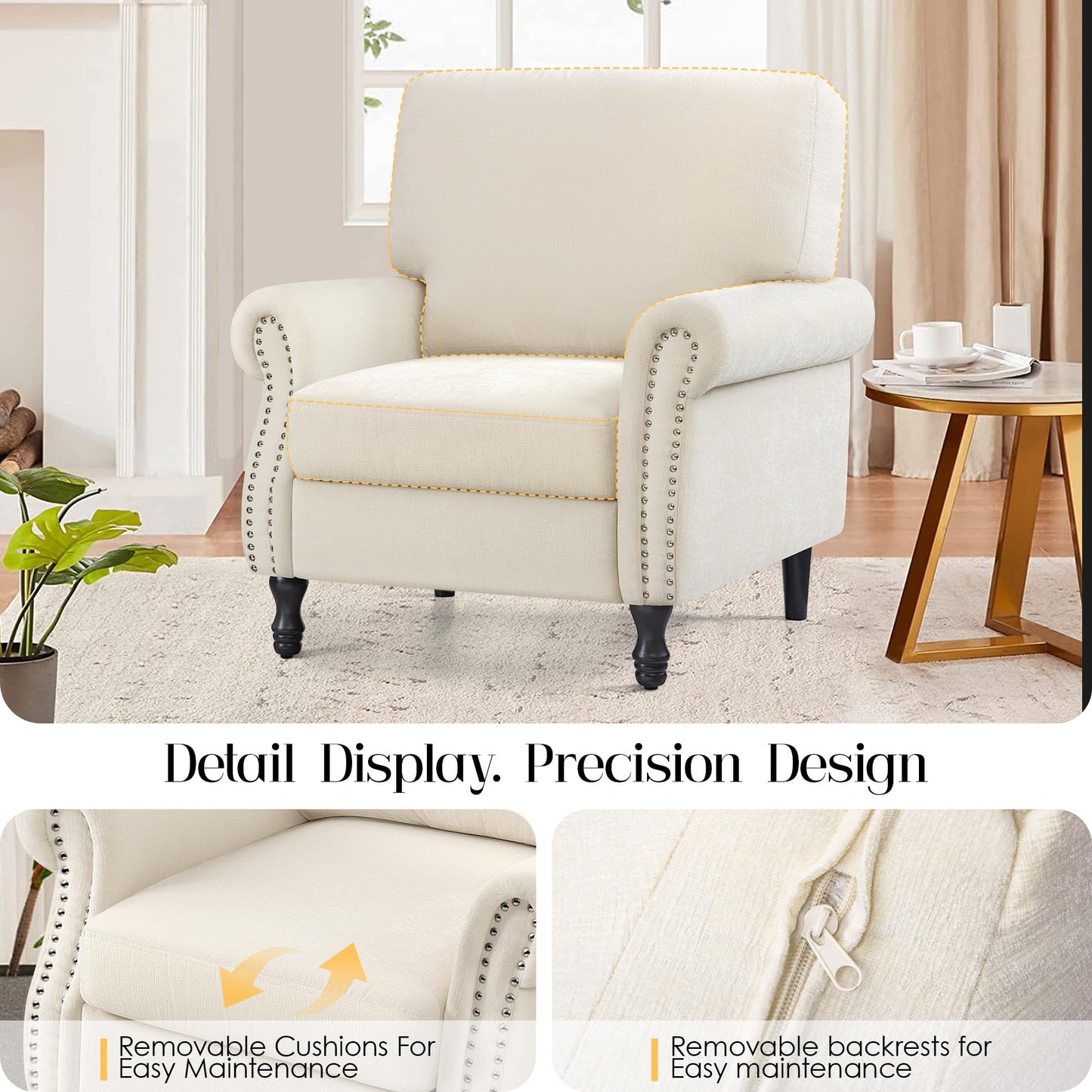 Oversized Living Room Chair with Upholstered Arm