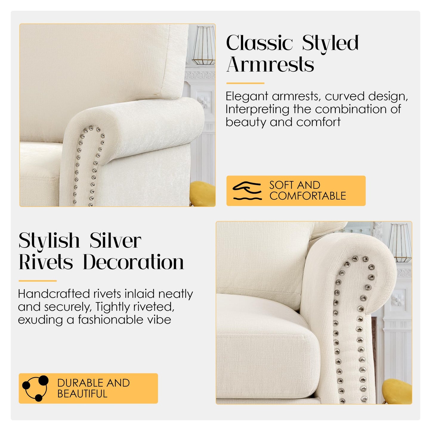 Oversized Living Room Chair with Upholstered Arm