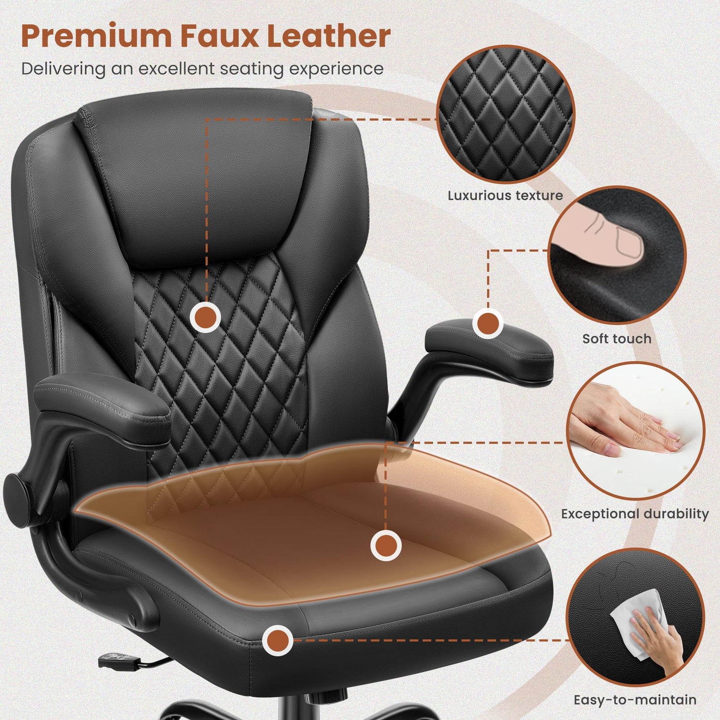 Brick Attic Executive Office Chair PU Leather Swivel Chair