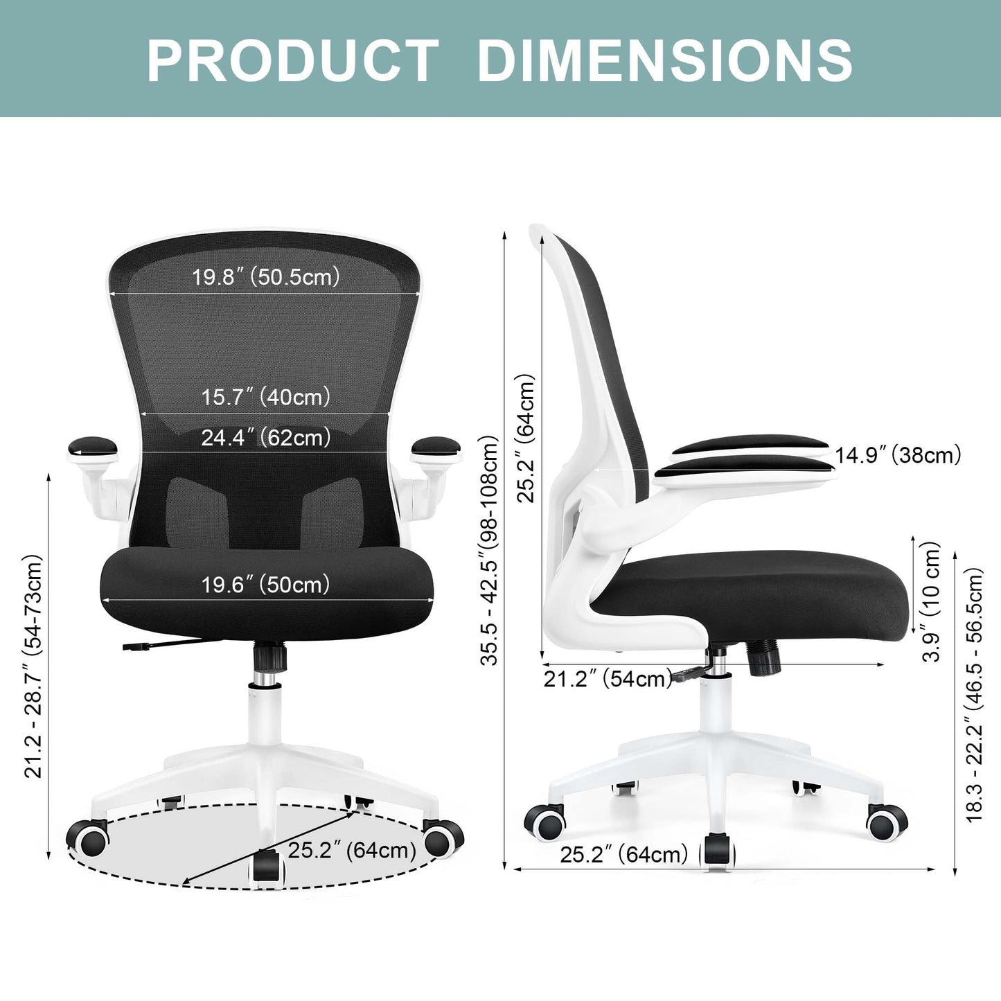 Ergonomic Desk Chair with Lumbar Support and Flip-up Armrest