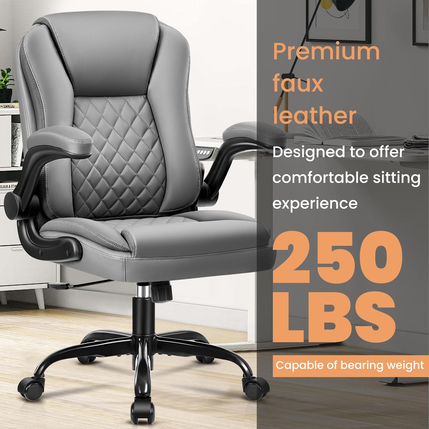 Executive Office Chair Leather Ergonomic Office Chair with Lumbar Support