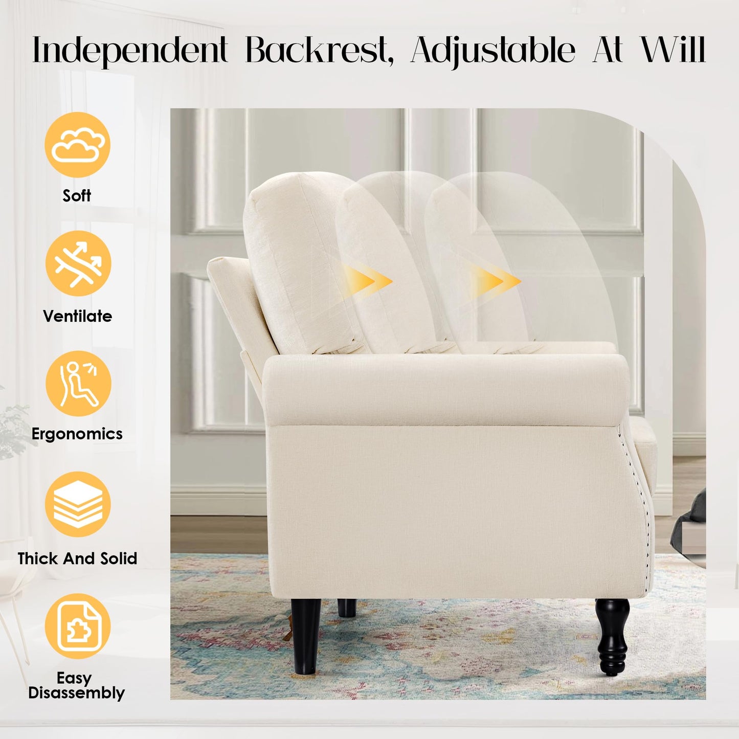 Oversized Living Room Chair with Upholstered Arm