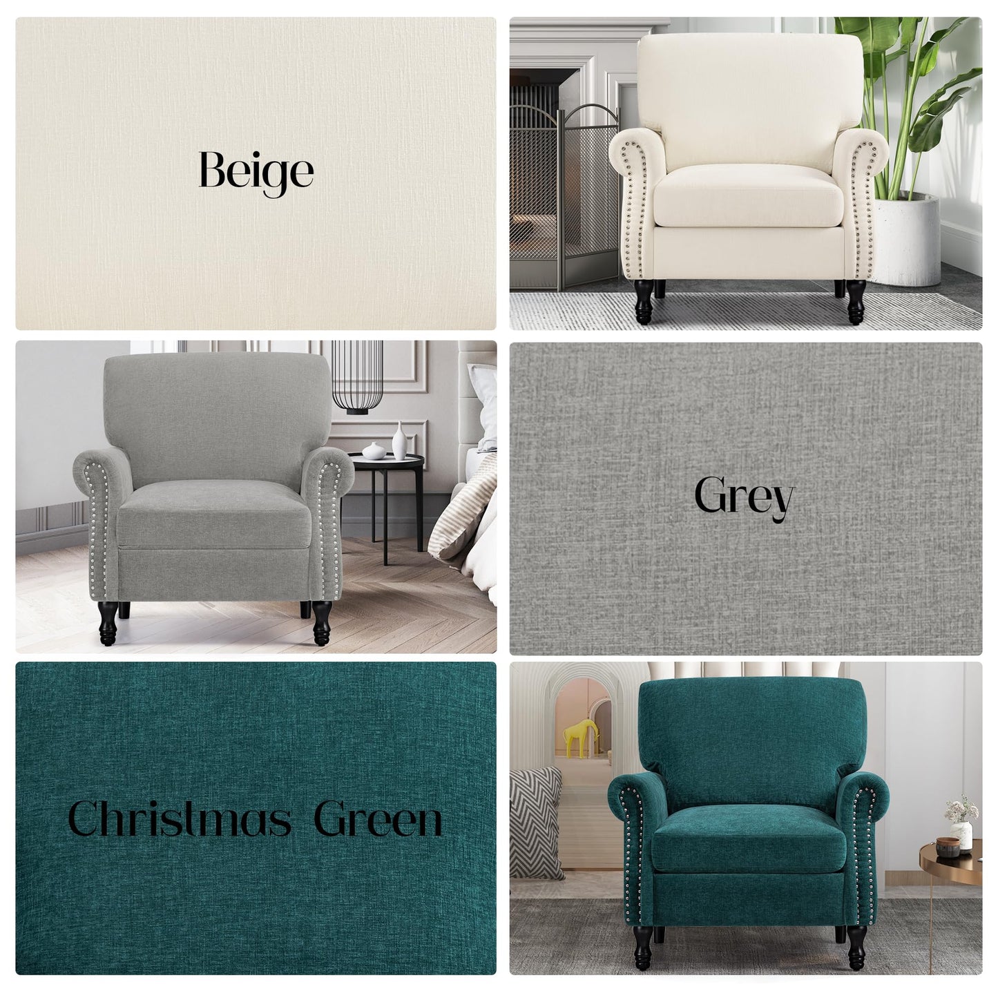 Oversized Living Room Chair with Upholstered Arm