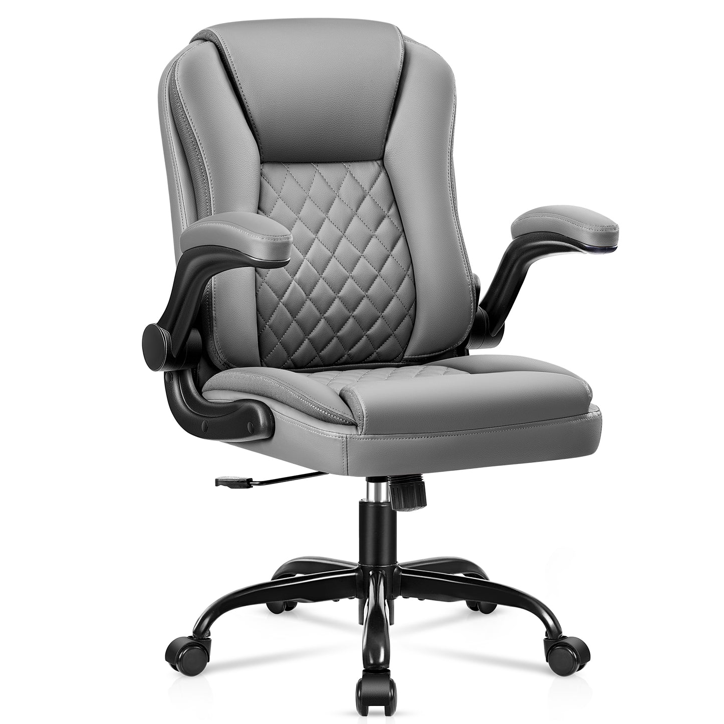 Brick Attic Office Chair, Executive Office Chair Ergonomic Leather Desk Chair with Wheels Swivel Computer Task Chair with Lumbar Support and Flip-up Armrests