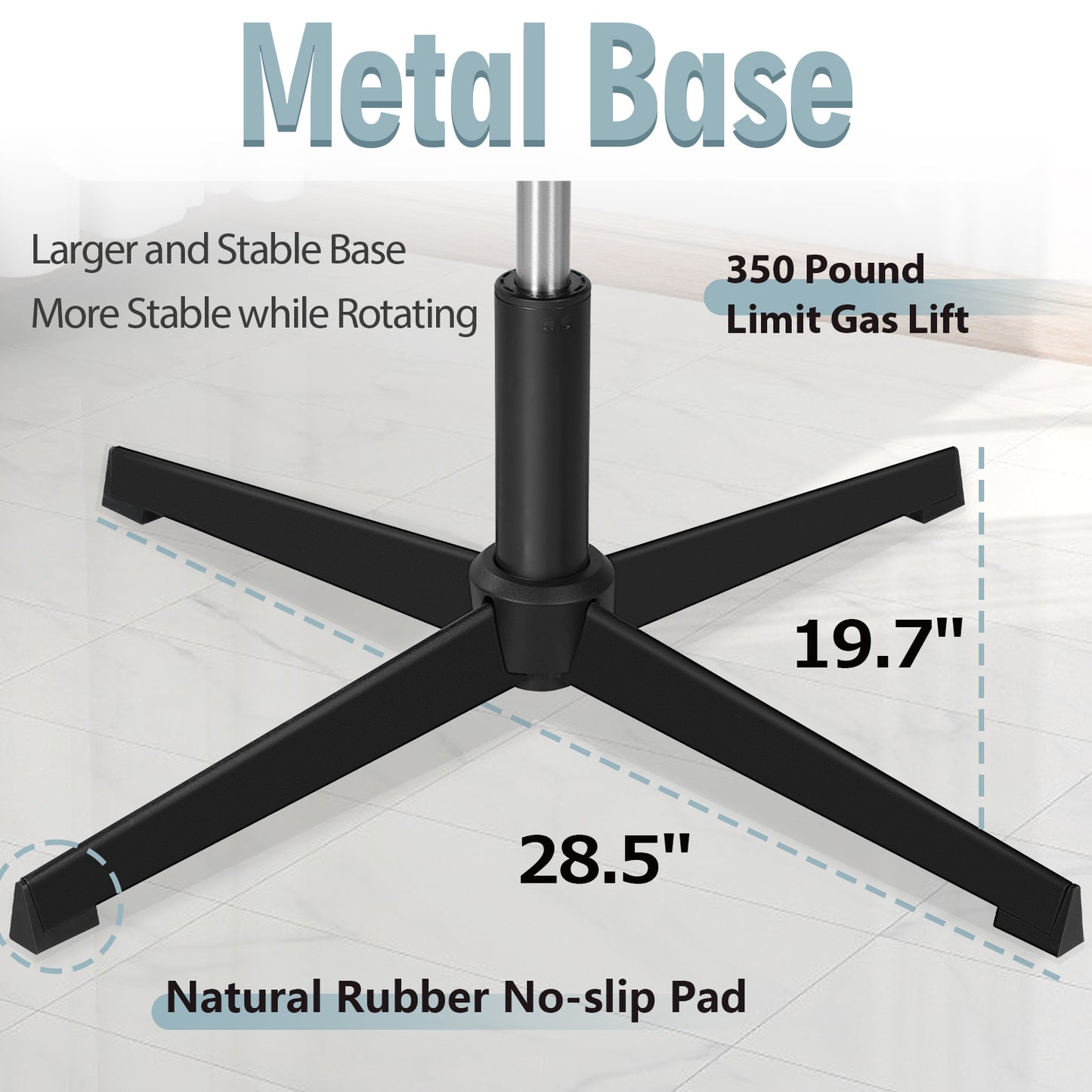 Brick Attic Armless Office Chair no Wheels, Ergonomic Wide Seat Swivel Desk Chair, Height Adjustable Cross Legged Comfortable Computer Chair for Living Room, Vanity Accent Chair
