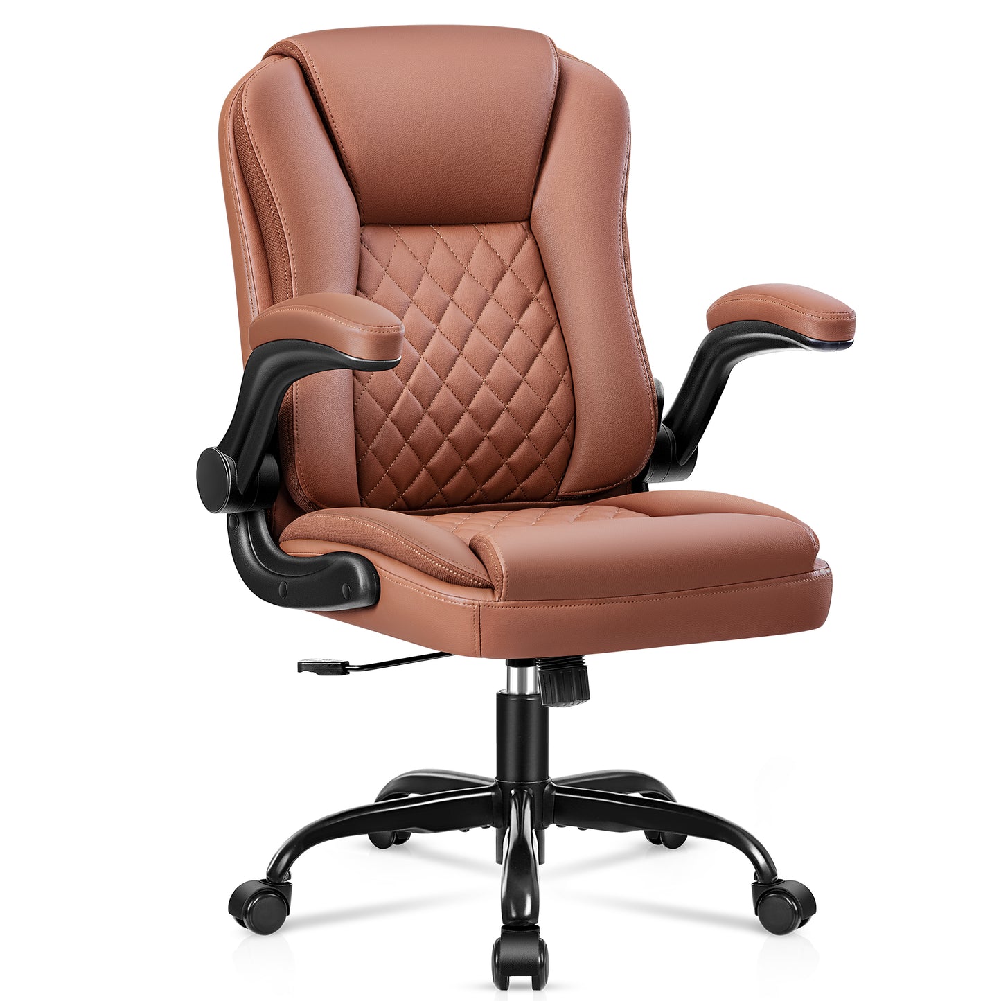 Brick Attic Office Chair, Executive Office Chair Ergonomic Leather Desk Chair with Wheels Swivel Computer Task Chair with Lumbar Support and Flip-up Armrests