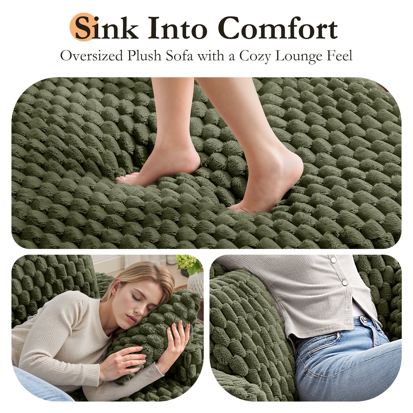 Oversized Chaise Lounge Chair Indoor 58 Inch Soft Cushioned Sofa Bed with Armrests and Cup Holder Plush Faux Fur Reading Chair for Living Room Bedroom Office Cloud Sofa Combination