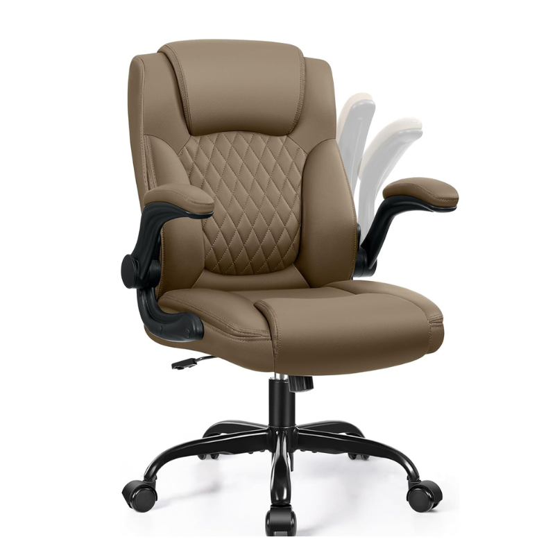 Leather Office Chair, PU Home Computer Desk Chairs with Ergonomic Back Support, 360°Swivel Free，Small Gmaing Chair with Wheels and Adjustable Armrests, for Short People Use