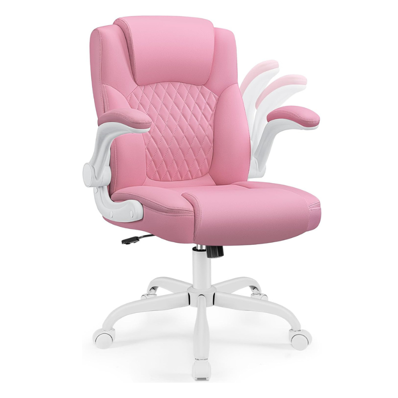 Leather Office Chair, PU Home Computer Desk Chairs with Ergonomic Back Support, 360°Swivel Free，Small Gmaing Chair with Wheels and Adjustable Armrests, for Short People Use