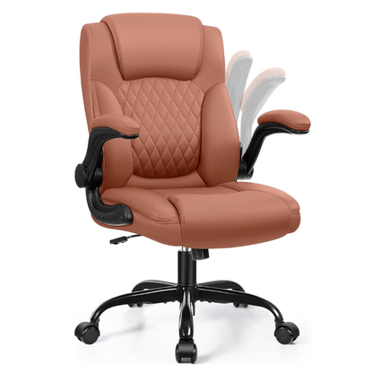 Leather Office Chair, PU Home Computer Desk Chairs with Ergonomic Back Support, 360°Swivel Free，Small Gmaing Chair with Wheels and Adjustable Armrests, for Short People Use