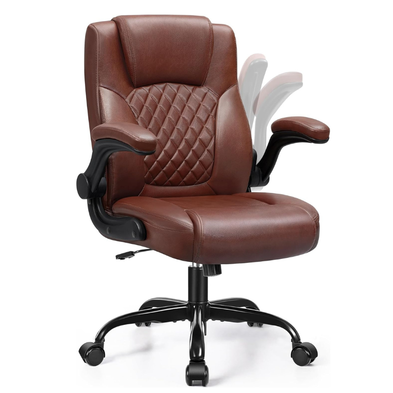 Leather Office Chair, PU Home Computer Desk Chairs with Ergonomic Back Support, 360°Swivel Free，Small Gmaing Chair with Wheels and Adjustable Armrests, for Short People Use