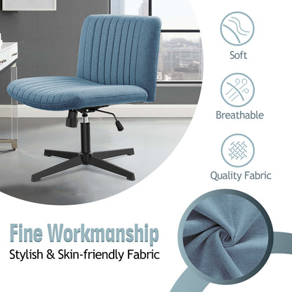 Brick Attic Armless Office Chair no Wheels, Ergonomic Wide Seat Swivel Desk Chair, Height Adjustable Cross Legged Comfortable Computer Chair for Living Room, Vanity Accent Chair