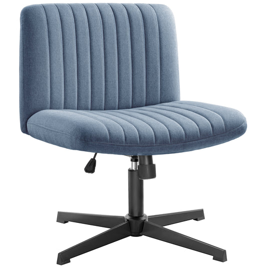 Brick Attic Armless Office Chair no Wheels, Ergonomic Wide Seat Swivel Desk Chair, Height Adjustable Cross Legged Comfortable Computer Chair for Living Room, Vanity Accent Chair