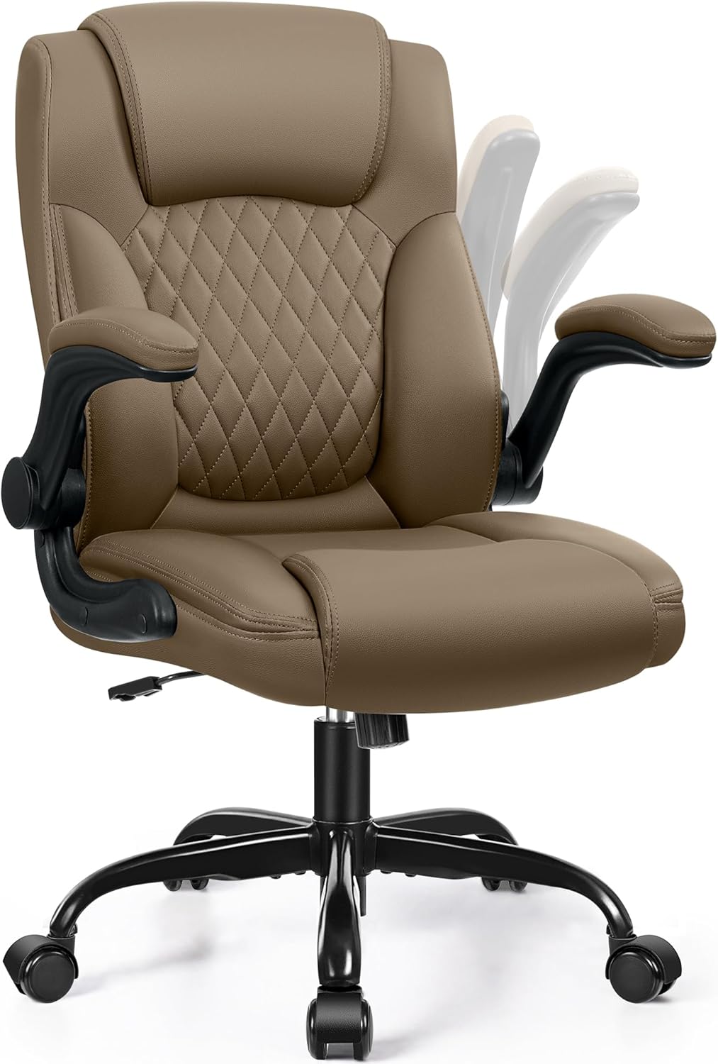 Leather Office Chair, PU Home Computer Desk Chairs with Ergonomic Back Support, 360°Swivel Free，Small Gmaing Chair with Wheels and Adjustable Armrests, for Short People Use