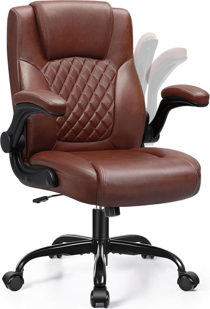 Leather Office Chair, PU Home Computer Desk Chairs with Ergonomic Back Support, 360°Swivel Free，Small Gmaing Chair with Wheels and Adjustable Armrests, for Short People Use