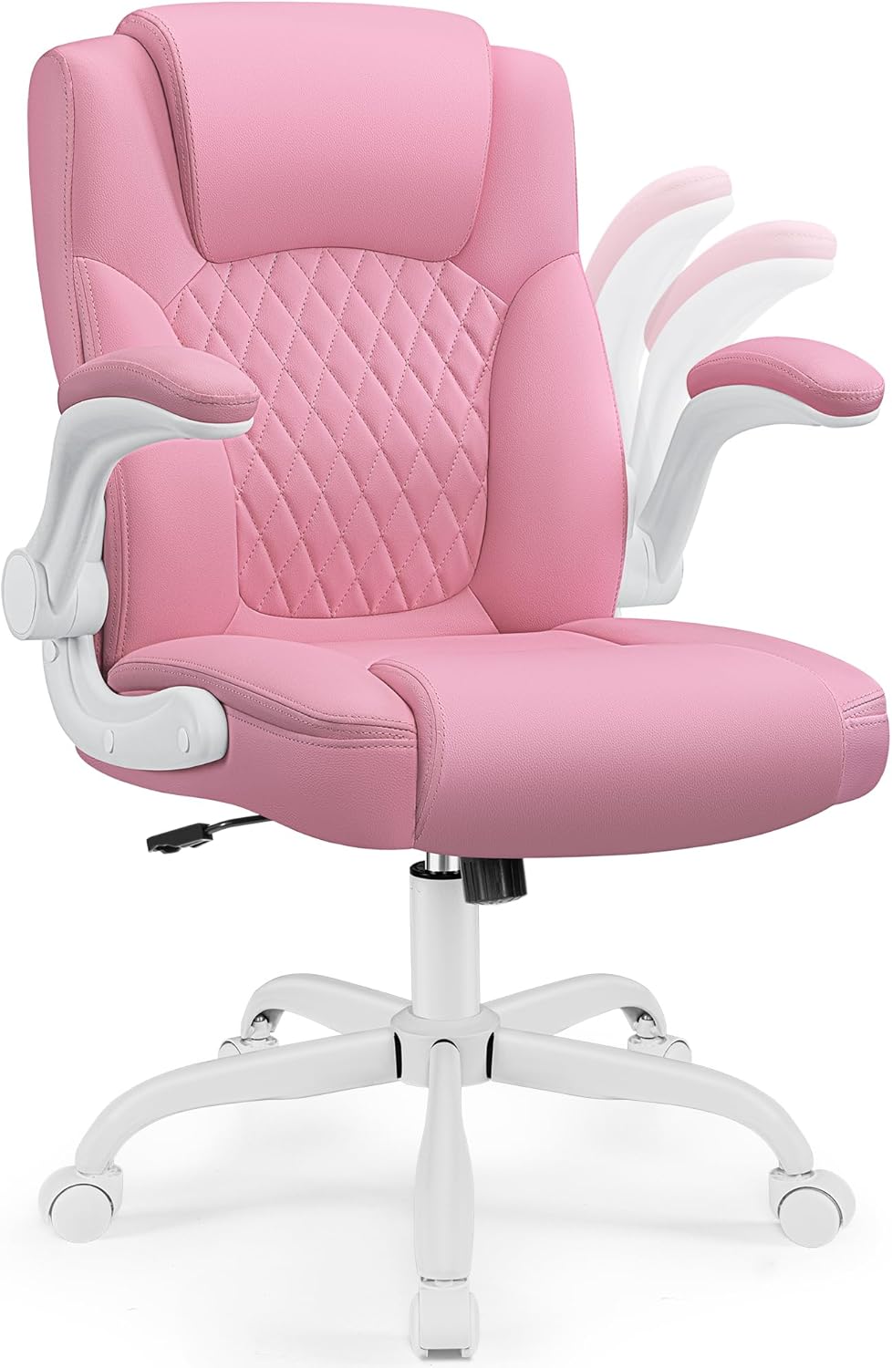 Leather Office Chair, PU Home Computer Desk Chairs with Ergonomic Back Support, 360°Swivel Free，Small Gmaing Chair with Wheels and Adjustable Armrests, for Short People Use