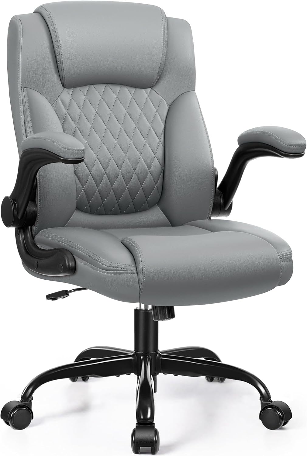 Leather Office Chair, PU Home Computer Desk Chairs with Ergonomic Back Support, 360°Swivel Free，Small Gmaing Chair with Wheels and Adjustable Armrests, for Short People Use