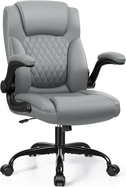 Leather Office Chair, PU Home Computer Desk Chairs with Ergonomic Back Support, 360°Swivel Free，Small Gmaing Chair with Wheels and Adjustable Armrests, for Short People Use