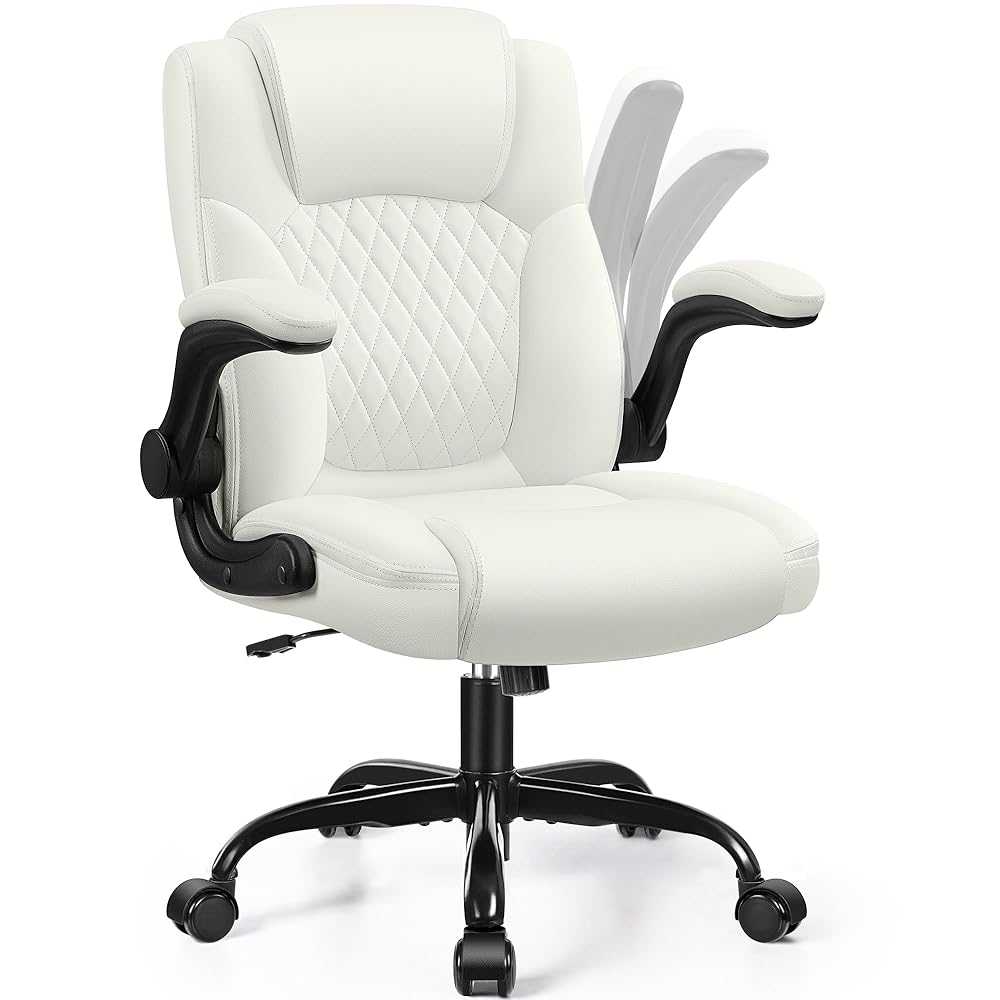 Leather Office Chair, PU Home Computer Desk Chairs with Ergonomic Back Support, 360°Swivel Free，Small Gmaing Chair with Wheels and Adjustable Armrests, for Short People Use