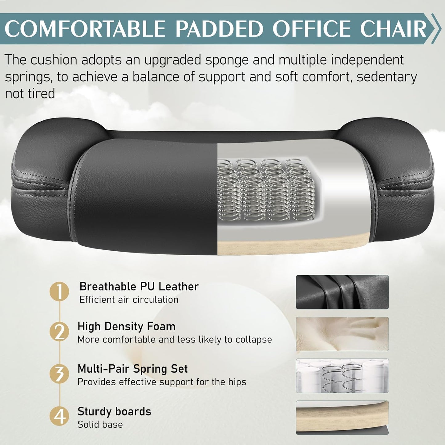 Leather Office Chair, PU Home Computer Desk Chairs with Ergonomic Back Support, 360°Swivel Free，Small Gmaing Chair with Wheels and Adjustable Armrests, for Short People Use