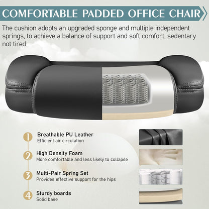 Leather Office Chair, PU Home Computer Desk Chairs with Ergonomic Back Support, 360°Swivel Free，Small Gmaing Chair with Wheels and Adjustable Armrests, for Short People Use