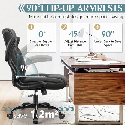 Leather Office Chair, PU Home Computer Desk Chairs with Ergonomic Back Support, 360°Swivel Free，Small Gmaing Chair with Wheels and Adjustable Armrests, for Short People Use