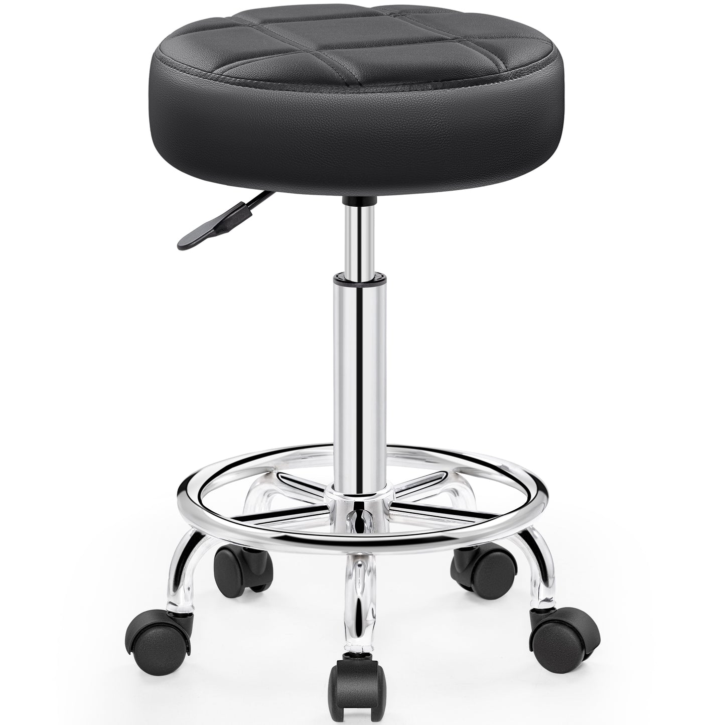 Rolling Stool with Wheels, PU Leather Small Office Chair with Foot Rest,Versatile Adjustable Swivel Stool for Tattoo Massage Salon Spa Teach Medical Facial Office Home Work Kitchen