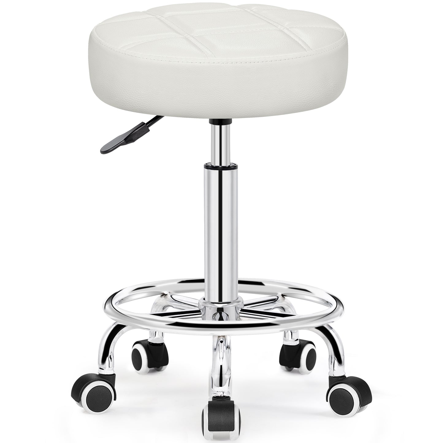 Rolling Stool with Wheels, PU Leather Small Office Chair with Foot Rest,Versatile Adjustable Swivel Stool for Tattoo Massage Salon Spa Teach Medical Facial Office Home Work Kitchen