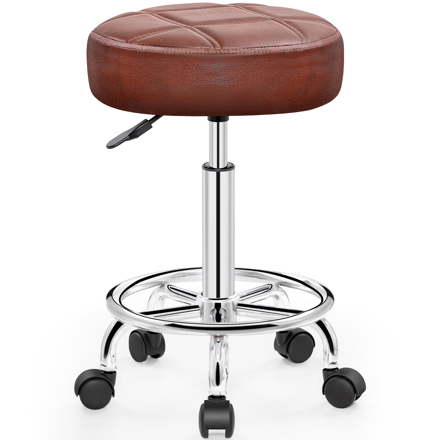 Rolling Stool with Wheels, PU Leather Small Office Chair with Foot Rest,Versatile Adjustable Swivel Stool for Tattoo Massage Salon Spa Teach Medical Facial Office Home Work Kitchen