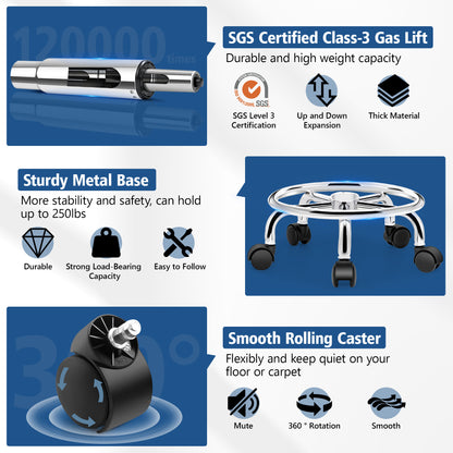 Rolling Stool with Wheels, PU Leather Small Office Chair with Foot Rest,Versatile Adjustable Swivel Stool for Tattoo Massage Salon Spa Teach Medical Facial Office Home Work Kitchen