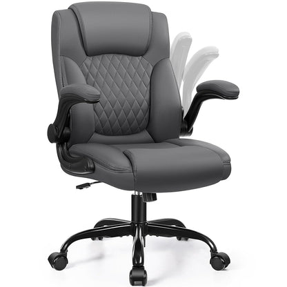 Leather Office Chair, PU Home Computer Desk Chairs with Ergonomic Back Support, 360°Swivel Free，Small Gmaing Chair with Wheels and Adjustable Armrests, for Short People Use