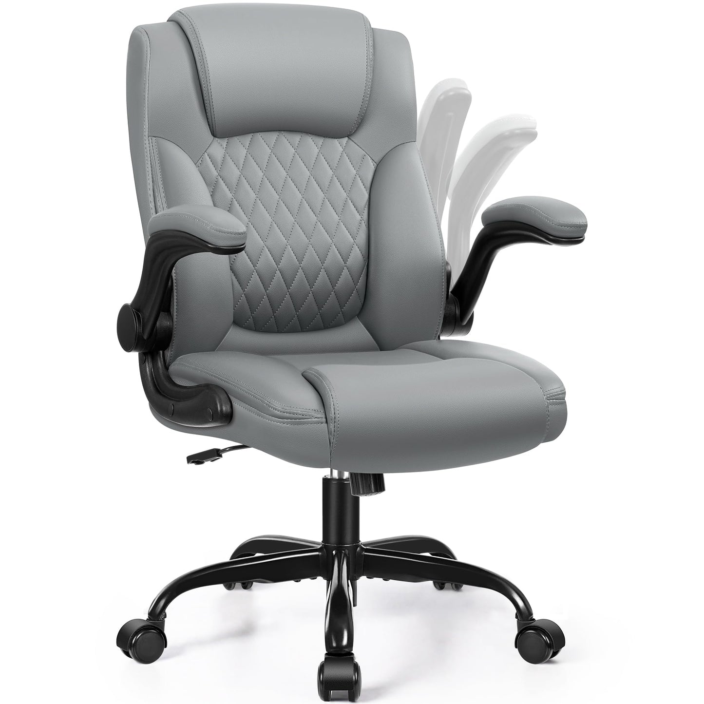 Leather Office Chair, PU Home Computer Desk Chairs with Ergonomic Back Support